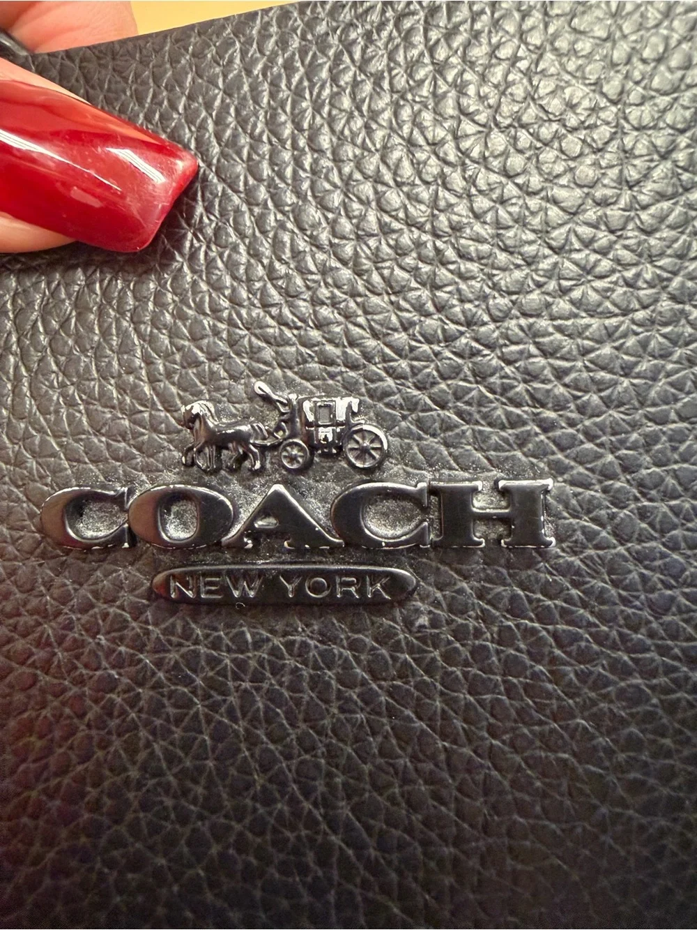 COACH Black Pebbled Leather Satchel with Removable Strap